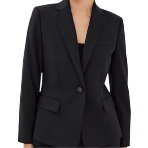 Theory Black Wool Blazer Single Button Tailored Career Jacket Size 2